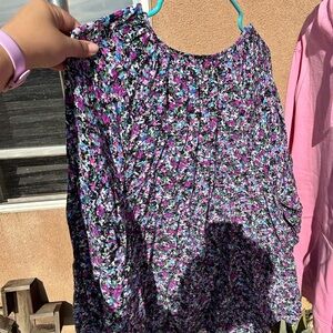 Ava & Viv Floral Blouse - Purple, Blue, Green